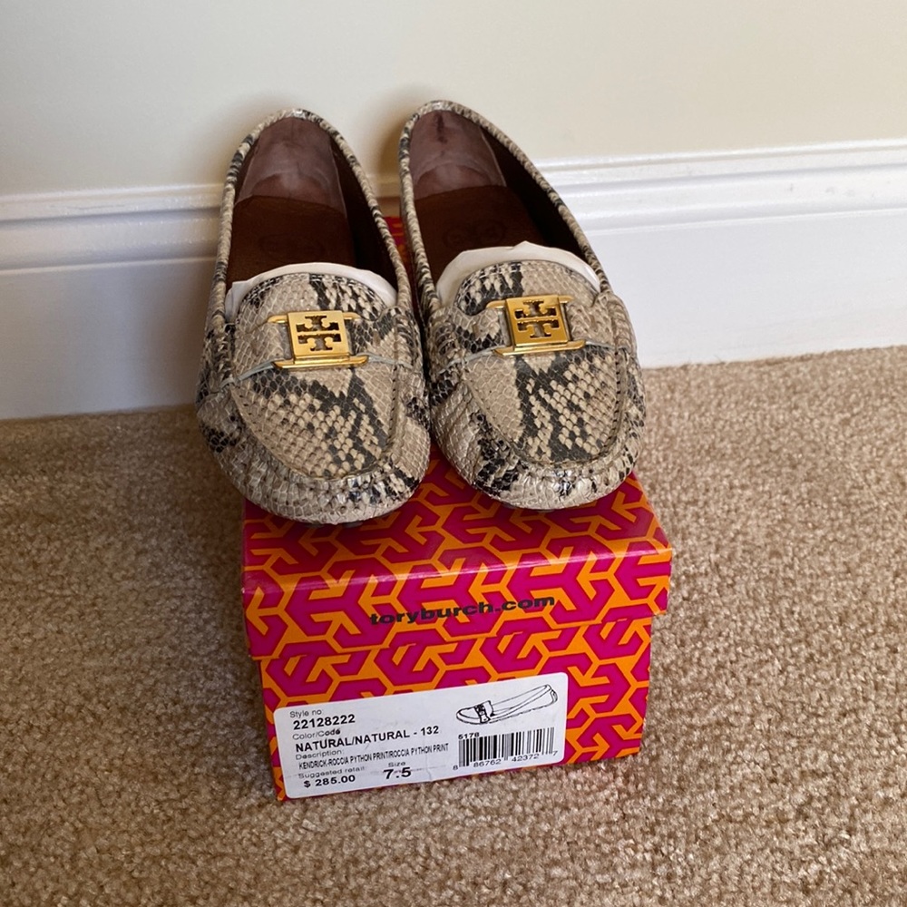 Tory Burch Python Print Driving Loafer